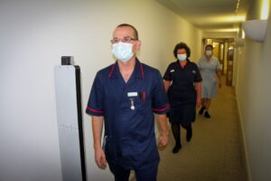 A photograph depicting The Body Thermal Camera in use at The Clavadel Care Home